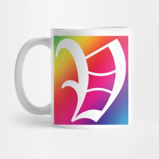 Rainbow White Letter V Mug